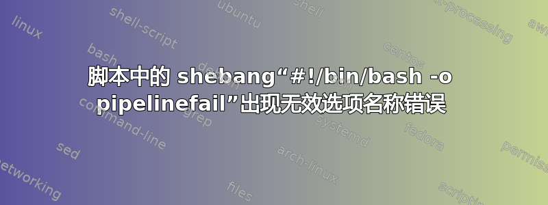 脚本中的 shebang“#!/bin/bash -o pipelinefail”出现无效选项名称错误