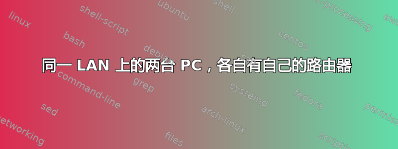 同一 LAN 上的两台 PC，各自有自己的路由器