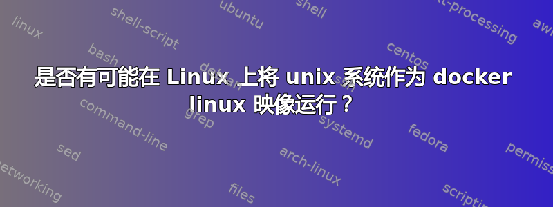 是否有可能在 Linux 上将 unix 系统作为 docker linux 映像运行？