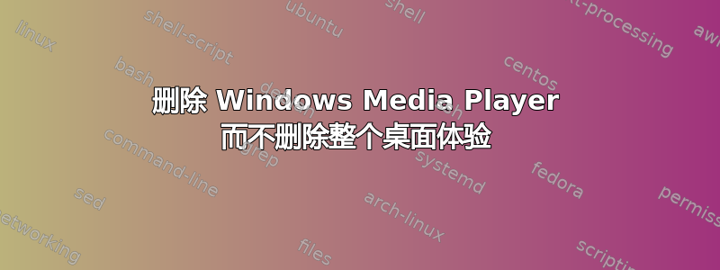 删除 Windows Media Player 而不删除整个桌面体验