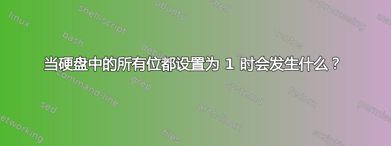 当硬盘中的所有位都设置为 1 时会发生什么？