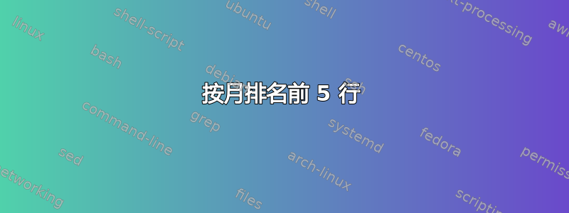 按月排名前 5 行