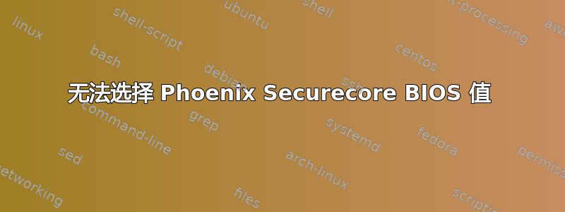 无法选择 Phoenix Securecore BIOS 值