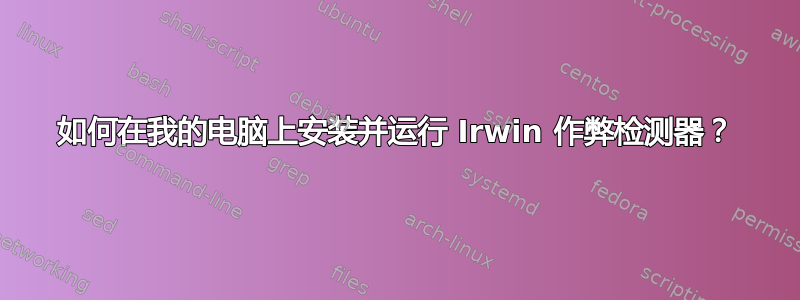 如何在我的电脑上安装并运行 Irwin 作弊检测器？