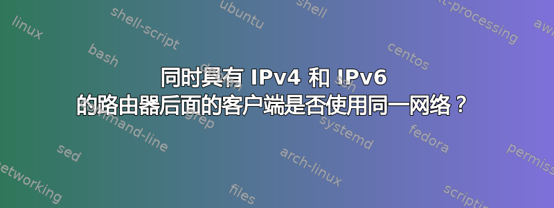 同时具有 IPv4 和 IPv6 的路由器后面的客户端是否使用同一网络？