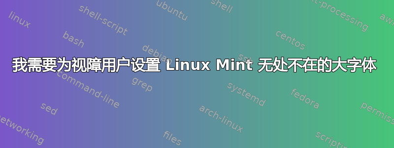 我需要为视障用户设置 Linux Mint 无处不在的大字体