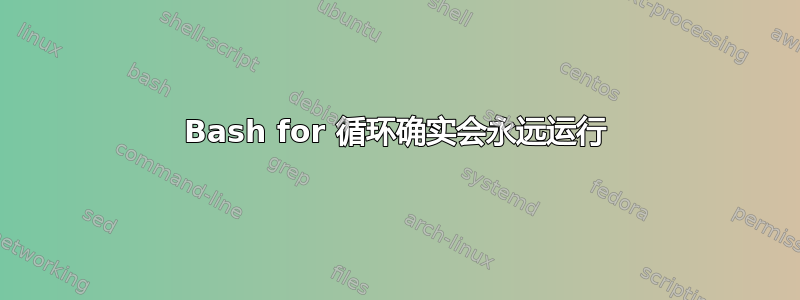 Bash for 循环确实会永远运行