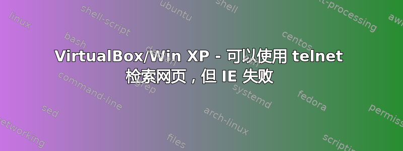 VirtualBox/Win XP - 可以使用 telnet 检索网页，但 IE 失败