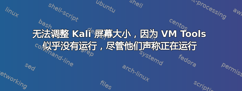 无法调整 Kali 屏幕大小，因为 VM Tools 似乎没有运行，尽管他们声称正在运行