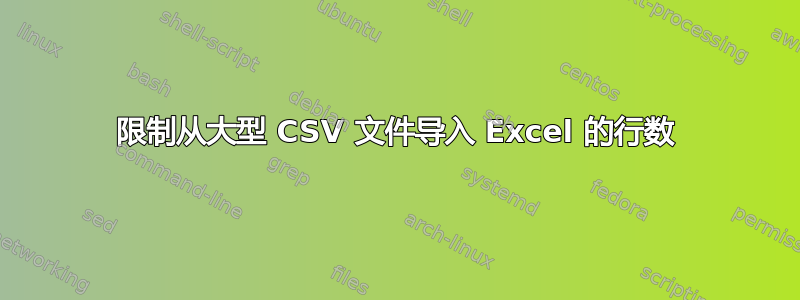 限制从大型 CSV 文件导入 Excel 的行数