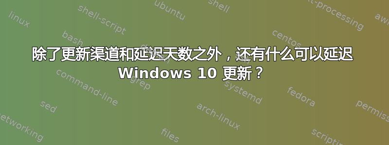 除了更新渠道和延迟天数之外，还有什么可以延迟 Windows 10 更新？