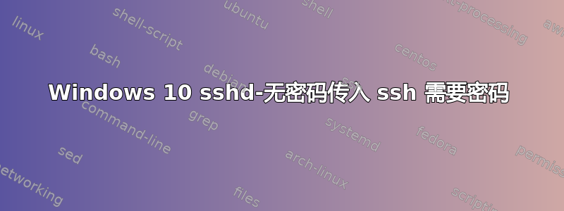 Windows 10 sshd-无密码传入 ssh 需要密码