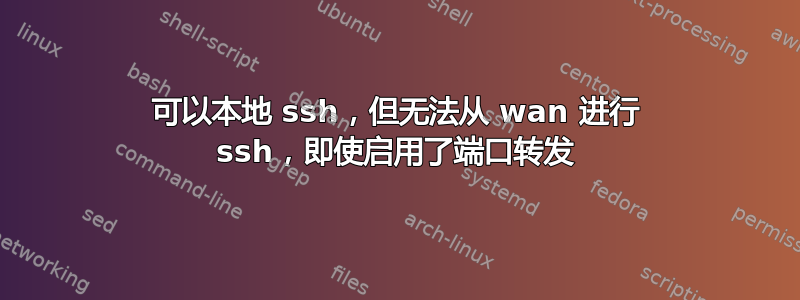 可以本地 ssh，但无法从 wan 进行 ssh，即使启用了端口转发