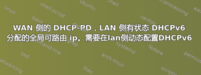 WAN 侧的 DHCP-PD，LAN 侧有状态 DHCPv6 分配的全局可路由 ip。需要在lan侧动态配置DHCPv6