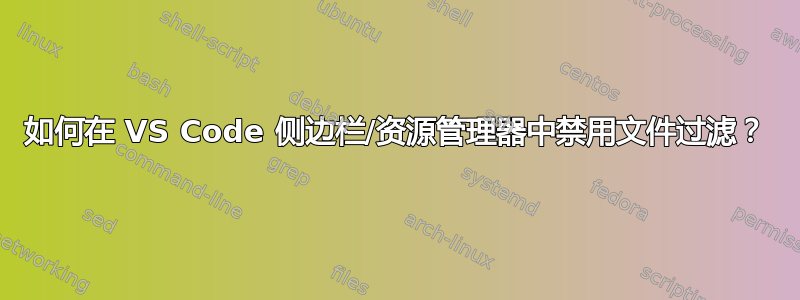 如何在 VS Code 侧边栏/资源管理器中禁用文件过滤？