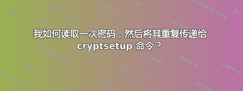 我如何读取一次密码，然后将其重复传递给 cryptsetup 命令？