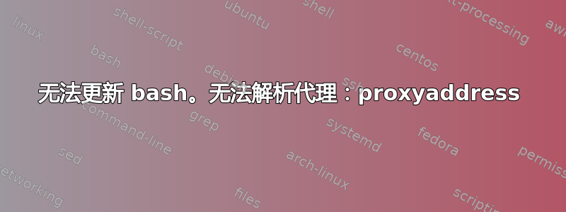 无法更新 bash。无法解析代理：proxyaddress