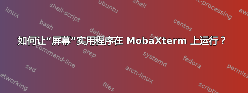 如何让“屏幕”实用程序在 MobaXterm 上运行？