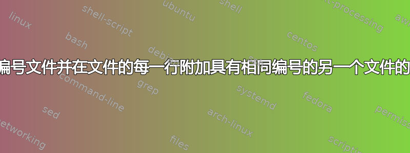 循环编号文件并在文件的每一行附加具有相同编号的另一个文件的内容