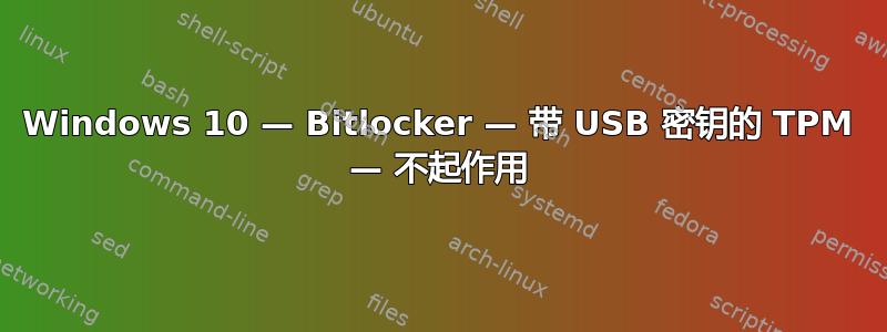 Windows 10 — Bitlocker — 带 USB 密钥的 TPM — 不起作用