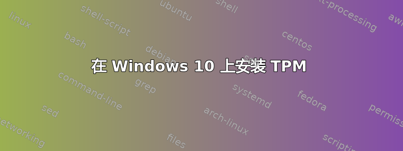 在 Windows 10 上安装 TPM