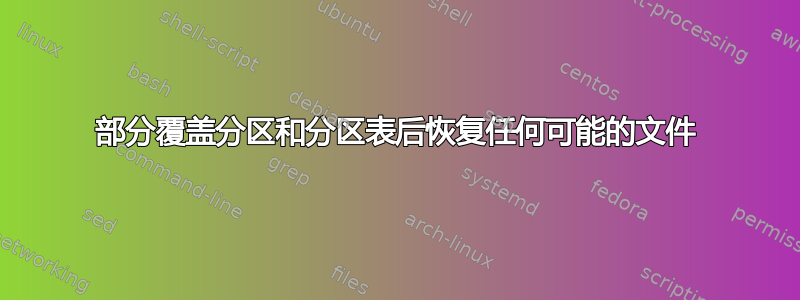 部分覆盖分区和分区表后恢复任何可能的文件