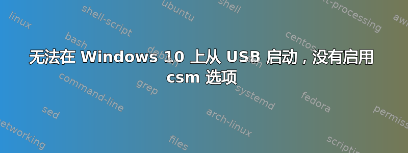 无法在 Windows 10 上从 USB 启动，没有启用 csm 选项