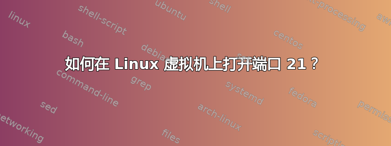 如何在 Linux 虚拟机上打开端口 21？