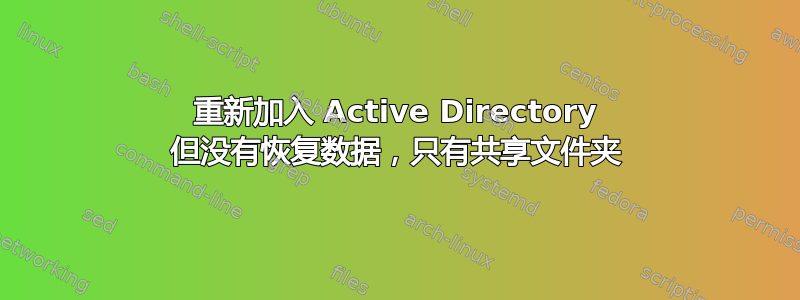 重新加入 Active Directory 但没有恢复数据，只有共享文件夹