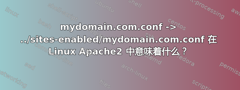 mydomain.com.conf -> ../sites-enabled/mydomain.com.conf 在 Linux Apache2 中意味着什么？