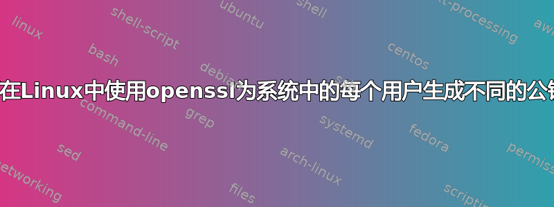 如何在Linux中使用openssl为系统中的每个用户生成不同的公钥？