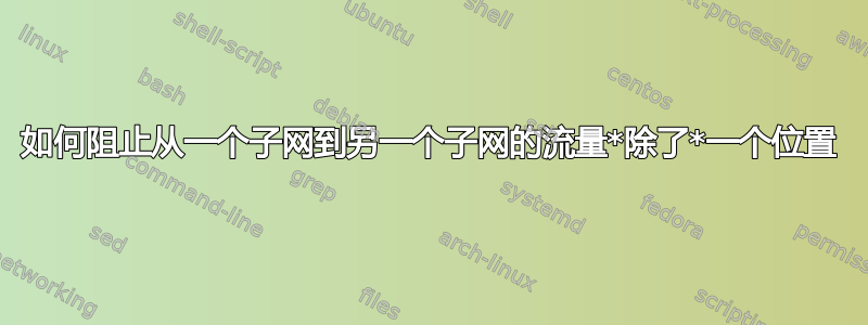 如何阻止从一个子网到另一个子网的流量*除了*一个位置