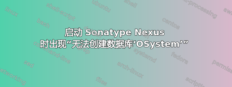 启动 Sonatype Nexus 时出现“无法创建数据库‘OSystem’”