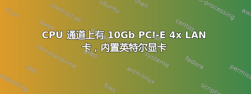 CPU 通道上有 10Gb PCI-E 4x LAN 卡，内置英特尔显卡