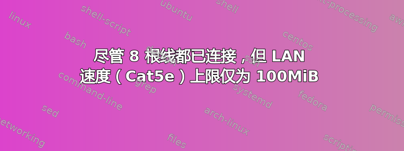 尽管 8 根线都已连接，但 LAN 速度（Cat5e）上限仅为 100MiB