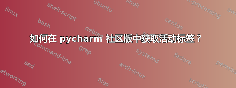 如何在 pycharm 社区版中获取活动标签？