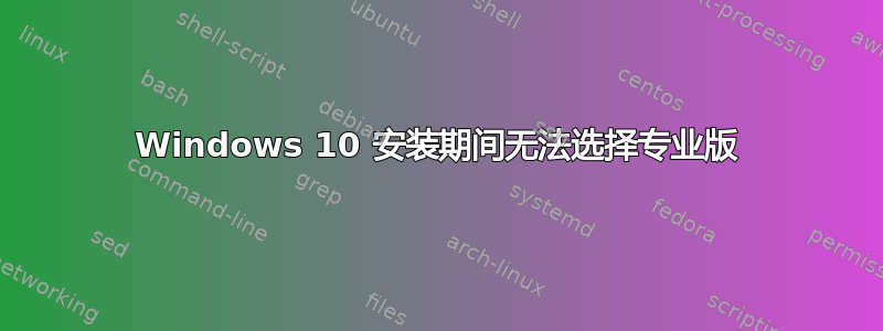 Windows 10 安装期间无法选择专业版