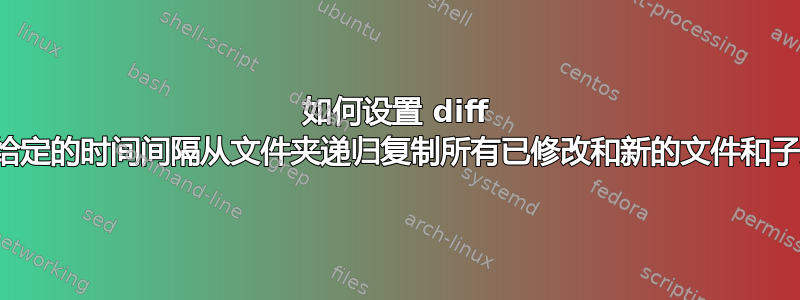 如何设置 diff 以便它以给定的时间间隔从文件夹递归复制所有已修改和新的文件和子文件夹？