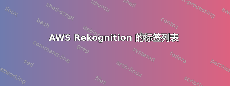 AWS Rekognition 的标签列表