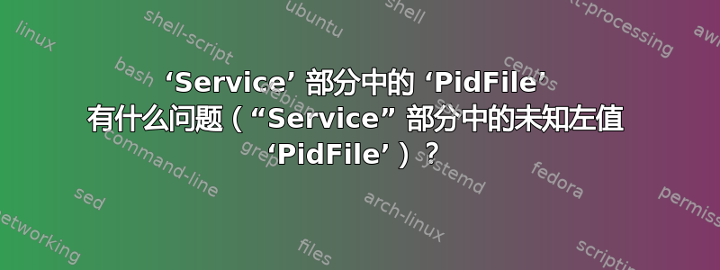 ‘Service’ 部分中的 ‘PidFile’ 有什么问题（“Service” 部分中的未知左值 ‘PidFile’）？