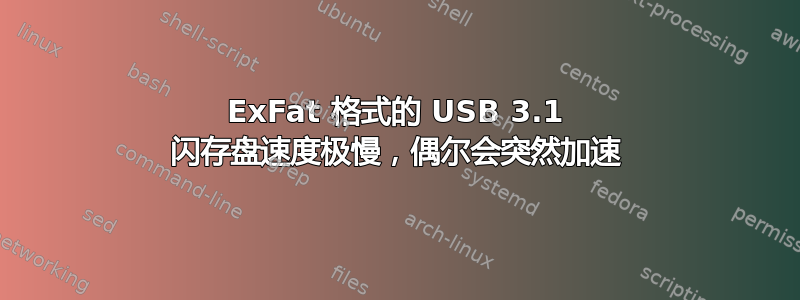 ExFat 格式的 USB 3.1 闪存盘速度极慢，偶尔会突然加速