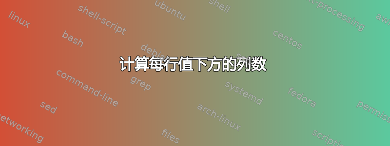 计算每行值下方的列数