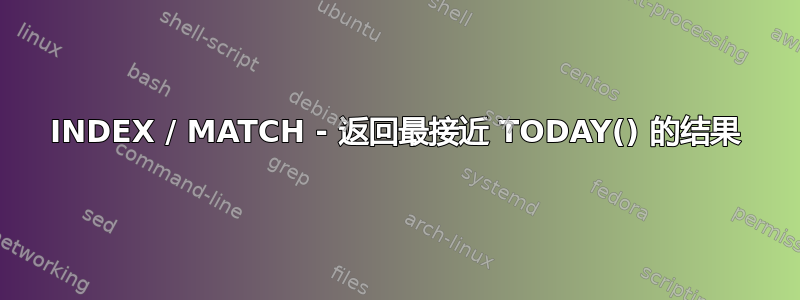 INDEX / MATCH - 返回最接近 TODAY() 的结果