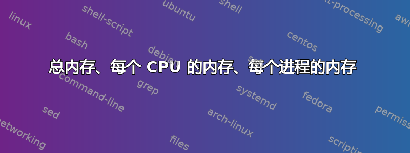 总内存、每个 CPU 的内存、每个进程的内存