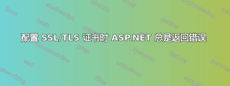 配置 SSL/TLS 证书时 ASP.NET 总是返回错误