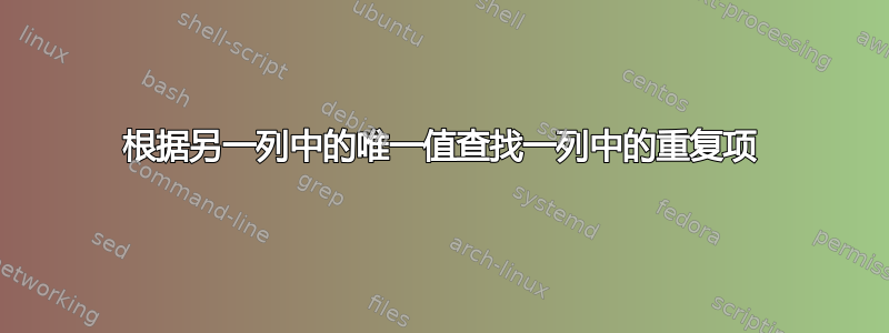 根据另一列中的唯一值查找一列中的重复项