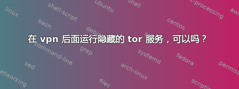 在 vpn 后面运行隐藏的 tor 服务，可以吗？