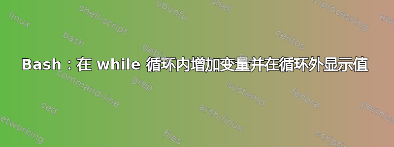 Bash：在 while 循环内增加变量并在循环外显示值