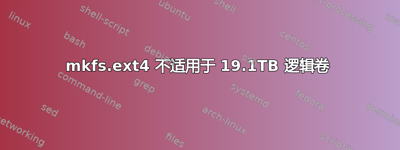 mkfs.ext4 不适用于 19.1TB 逻辑卷