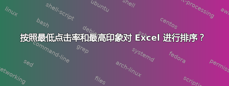 按照最低点击率和最高印象对 Excel 进行排序？